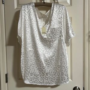 White Silky Cheetah Dolman Top